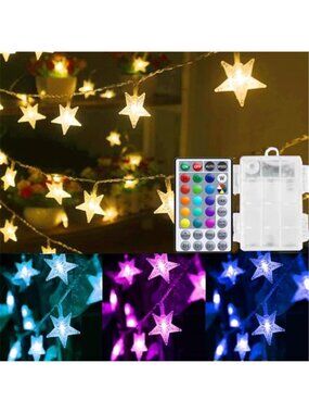 Star String Lights Color Changing LED Fairy Lights Battery Operated Remote 20ft
